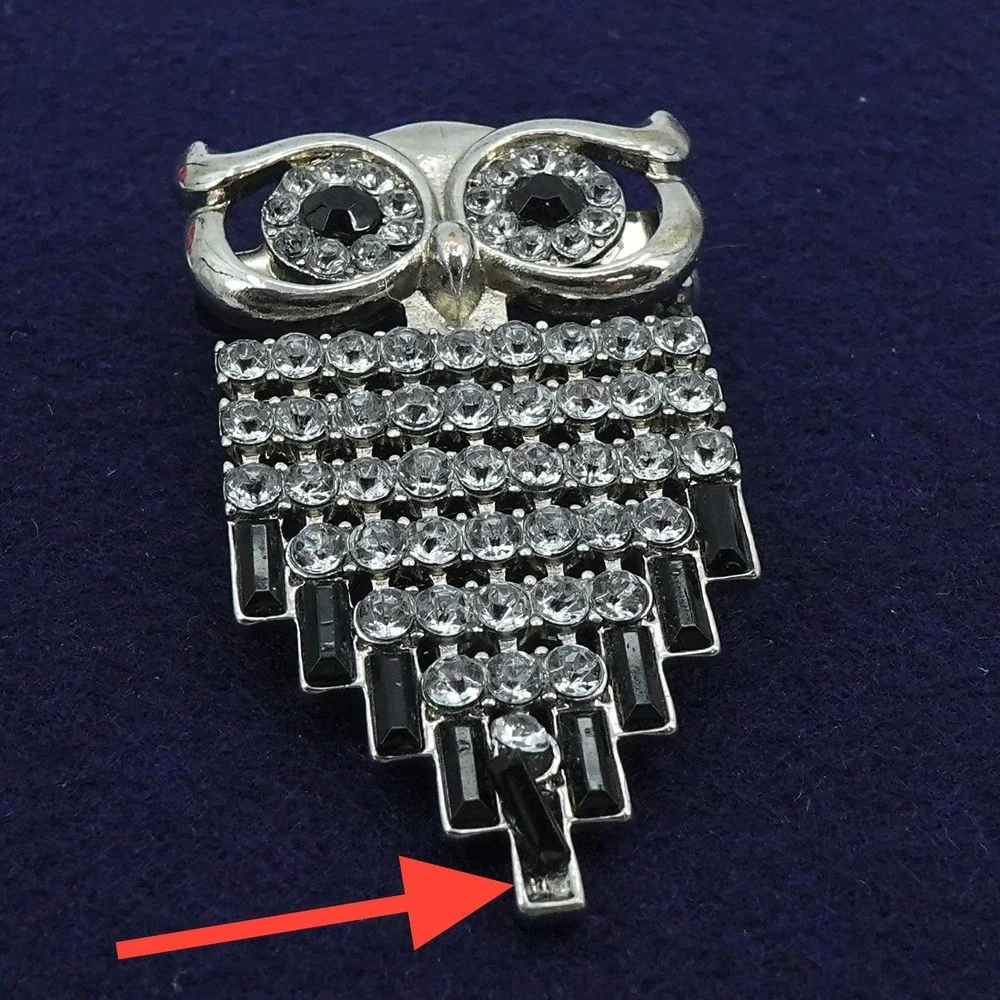 Vintage Owl‎ Brooch Lot Rhinestone Figural Novelty Animal 3pc